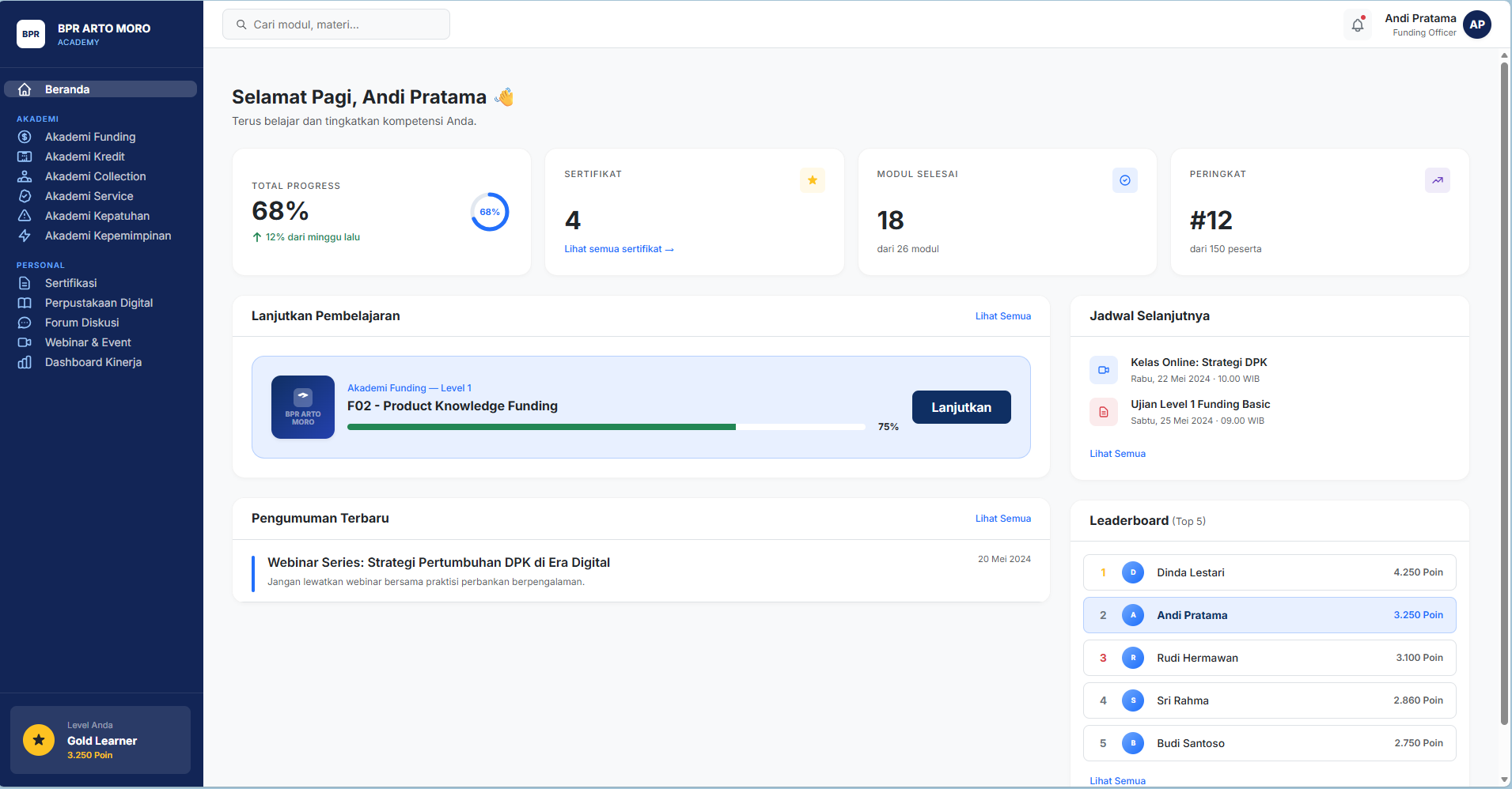Dashboard UI LMS